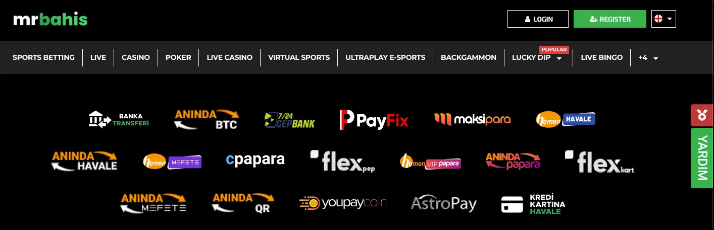 Mrbahis para yatırma ve çekme